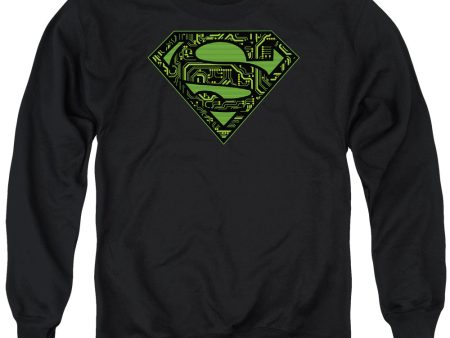 SUPERMAN : CIRCUIT S SHIELD ADULT CREW NECK SWEATSHIRT BLACK 2X For Sale