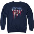 SUPERMAN : BLEEDING SHIELD ADULT CREW SWEAT Navy 3X Hot on Sale