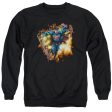 SUPERMAN : BLASTING THROUGH ADULT CREW SWEAT BLACK LG Cheap