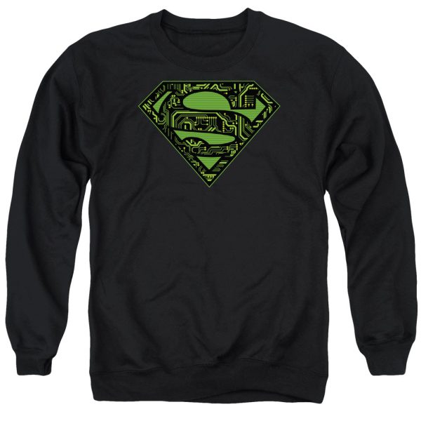 SUPERMAN : CIRCUIT S SHIELD ADULT CREW NECK SWEATSHIRT BLACK XL Sale