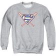 SUPERMAN : CROSSED BATS ADULT CREW NECK SWEATSHIRT ATHLETIC HEATHER SM Online