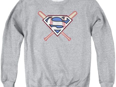 SUPERMAN : CROSSED BATS ADULT CREW NECK SWEATSHIRT ATHLETIC HEATHER SM Online