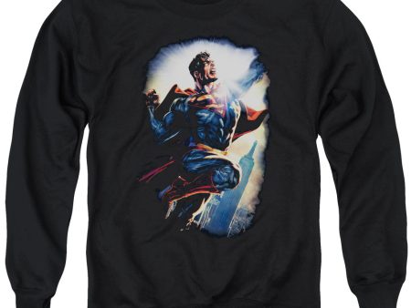 SUPERMAN : CLARK KENT SUPERSTAR ADULT CREW NECK SWEATSHIRT BLACK XL on Sale