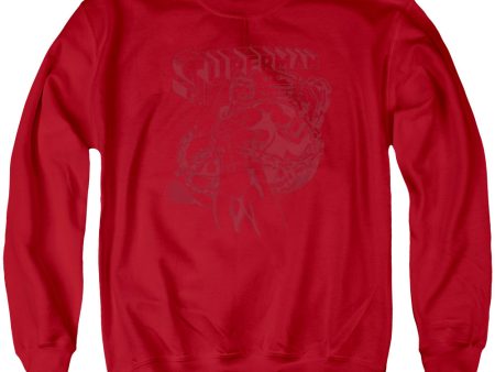 SUPERMAN : CODE RED ADULT CREW NECK SWEATSHIRT RED 2X on Sale