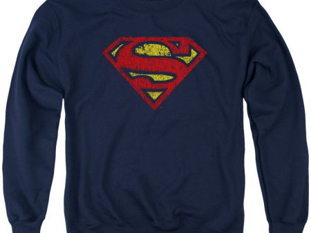 SUPERMAN : CRACKLE S ADULT CREW NECK SWEATSHIRT NAVY XL Online Hot Sale