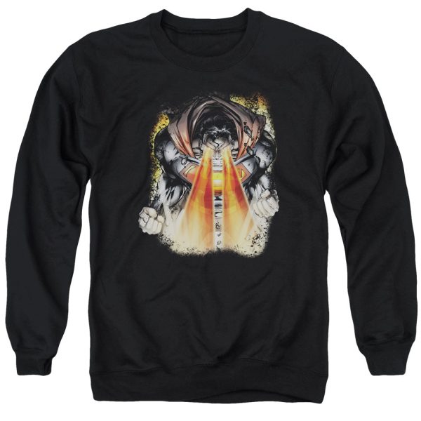 SUPERMAN : COVER 218 ADULT CREW NECK SWEATSHIRT BLACK 3X Online Hot Sale