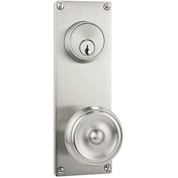 Emtek 8012OT Dummy Pair Keyed , Sideplate Locksets Modern 3-5 8  Center to Center Keyed , Old Town Clear Knob Hot on Sale